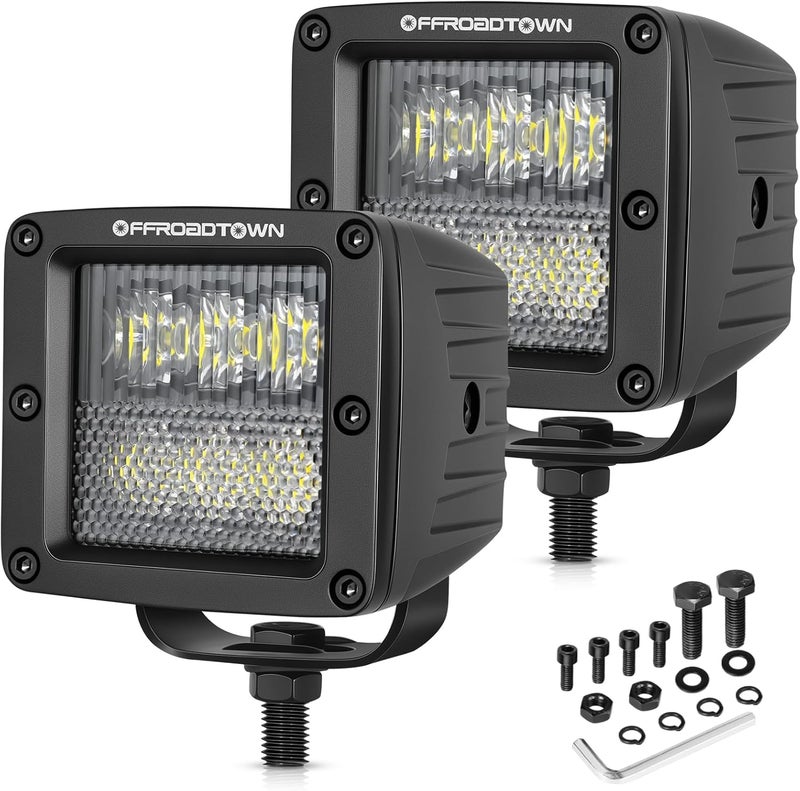 OFFROADTOWN LED Cubes, 3inch 120W CREE LED Pods Driving Lights Cubes Ditch Light Off Road Lights Reverse Light for Truck Pickup UTV ATV SUV Boat 4x4 Car - Driving Combo - Image 1
